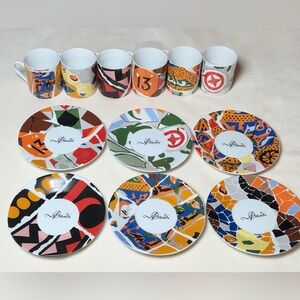 ANTONI GAUDI COLLECTIBLE ART CAPPUCCINO CUP SAUCER BARCELONA SPAIN MODERNIST